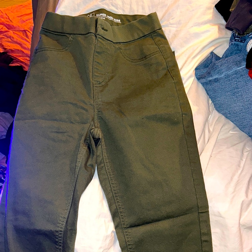 Super high rise green jeans